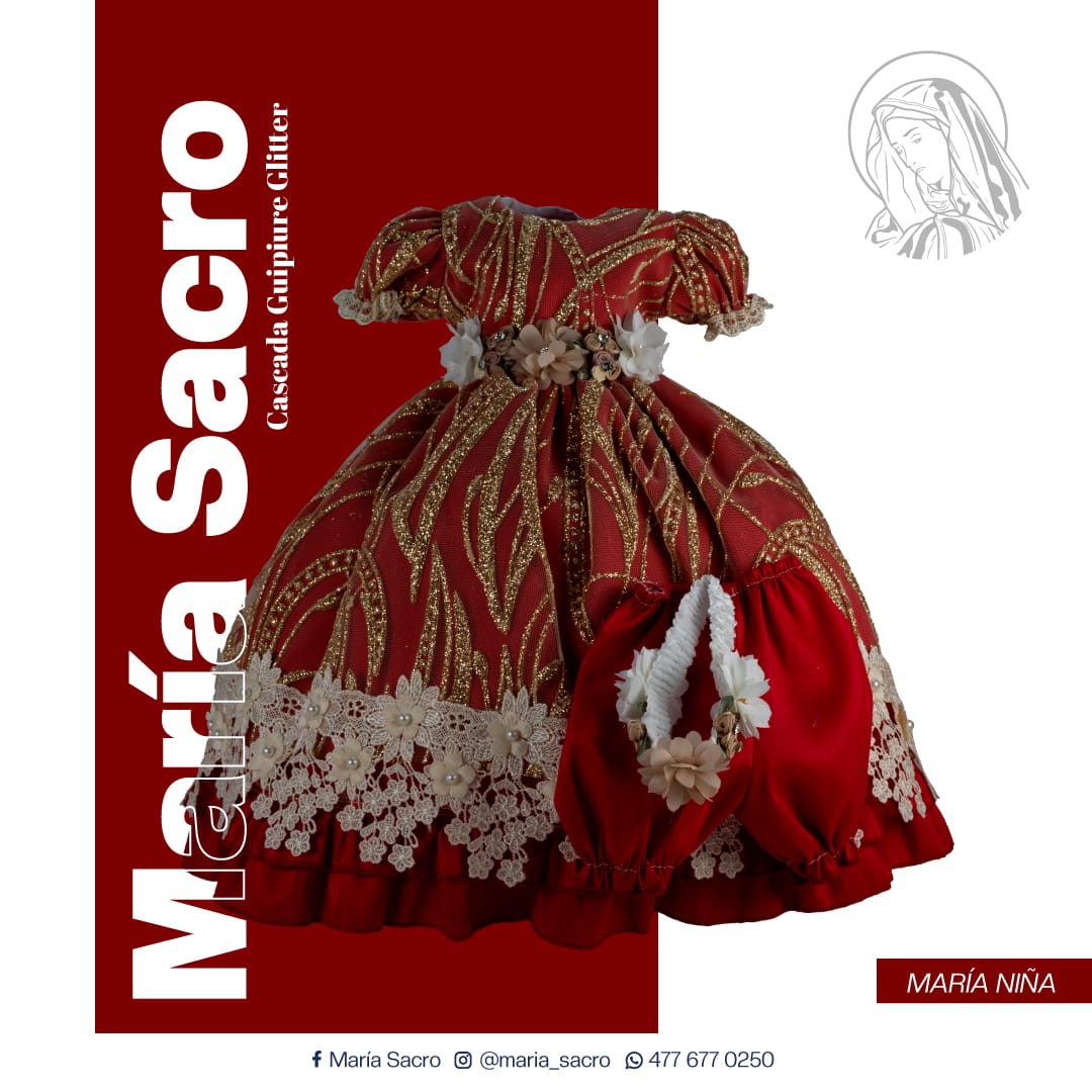 Vestido Divina Infantita con accesorios modelo Cascada Guipiure Glitter