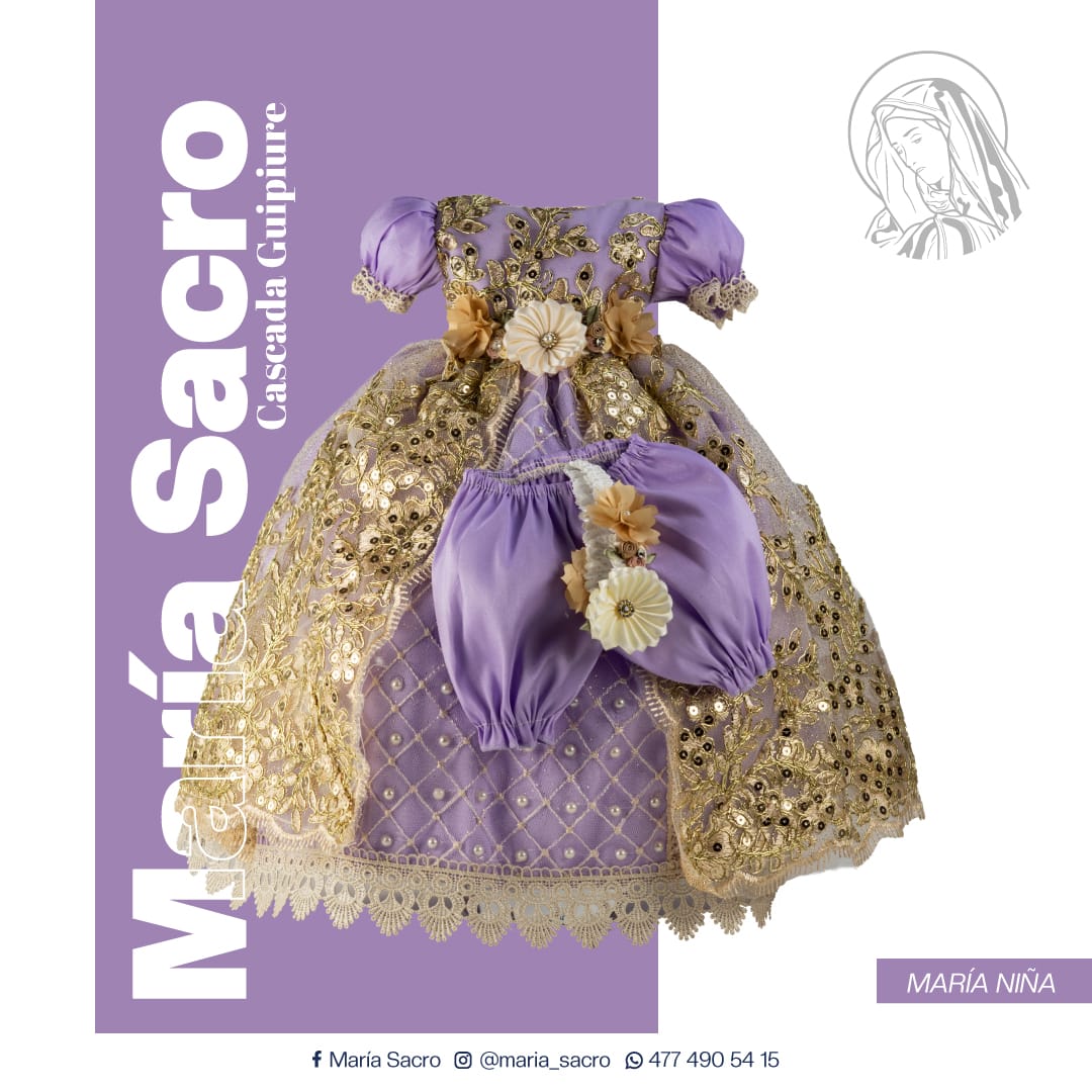 Vestido Divina Infantita con accesorios modelo Cascada Guipiure