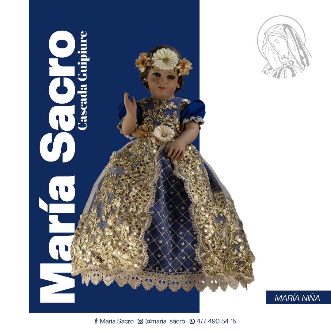Vestido Divina Infantita con accesorios modelo Cascada Guipiure