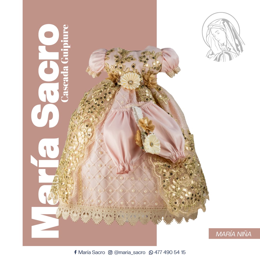 Vestido Divina Infantita con accesorios modelo Cascada Guipiure