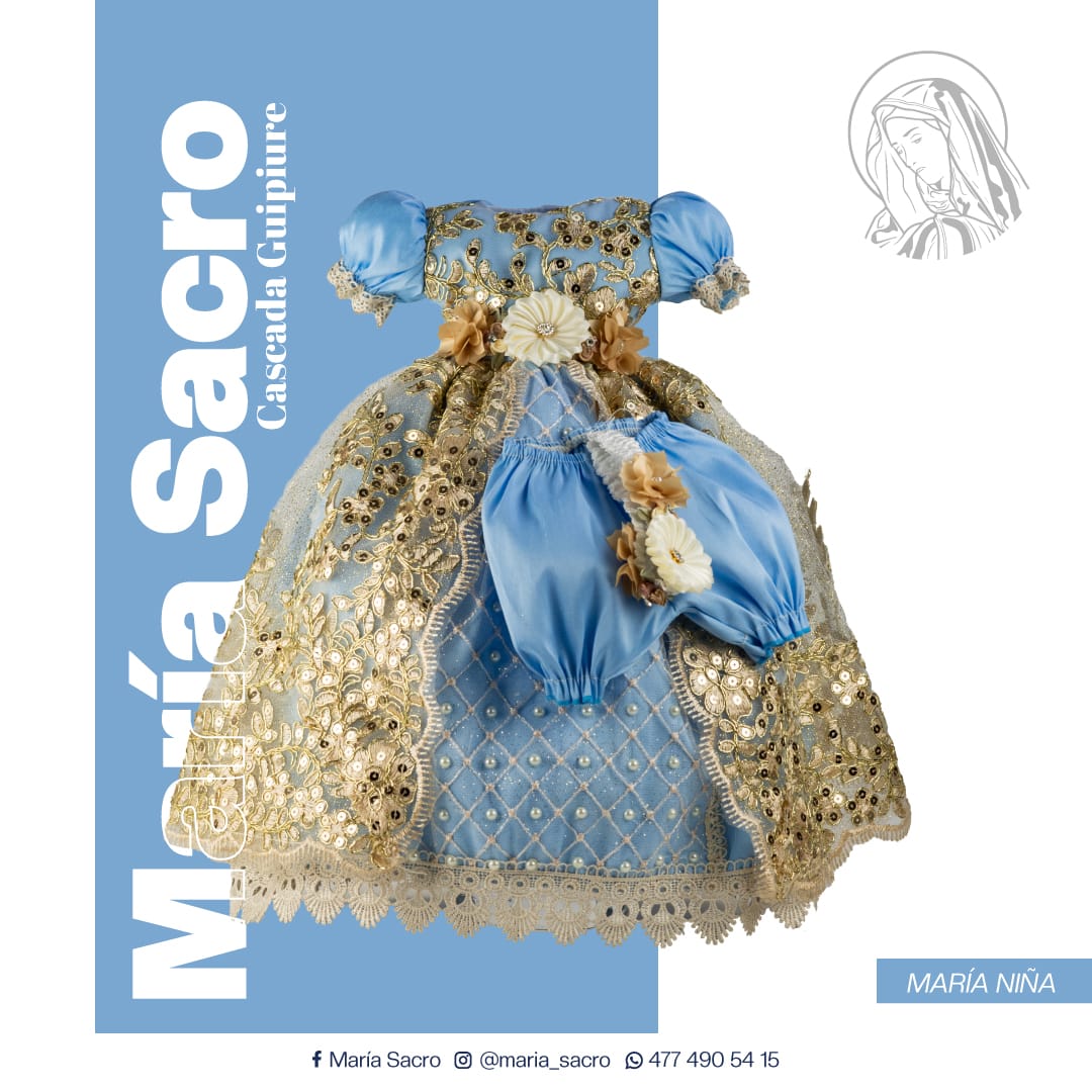 Vestido Divina Infantita con accesorios modelo Cascada Guipiure