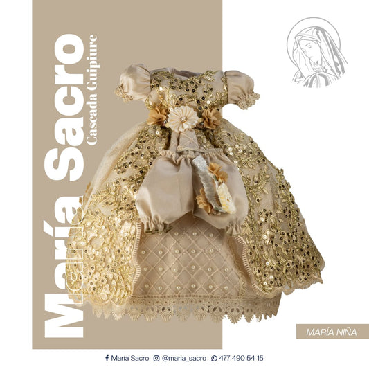 Vestido Divina Infantita con accesorios modelo  Cascada Guipiure