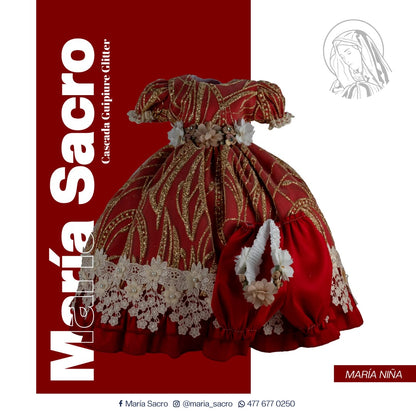 Vestido Divina Infantita con accesorios modelo  Cascada Guipiure Glitter