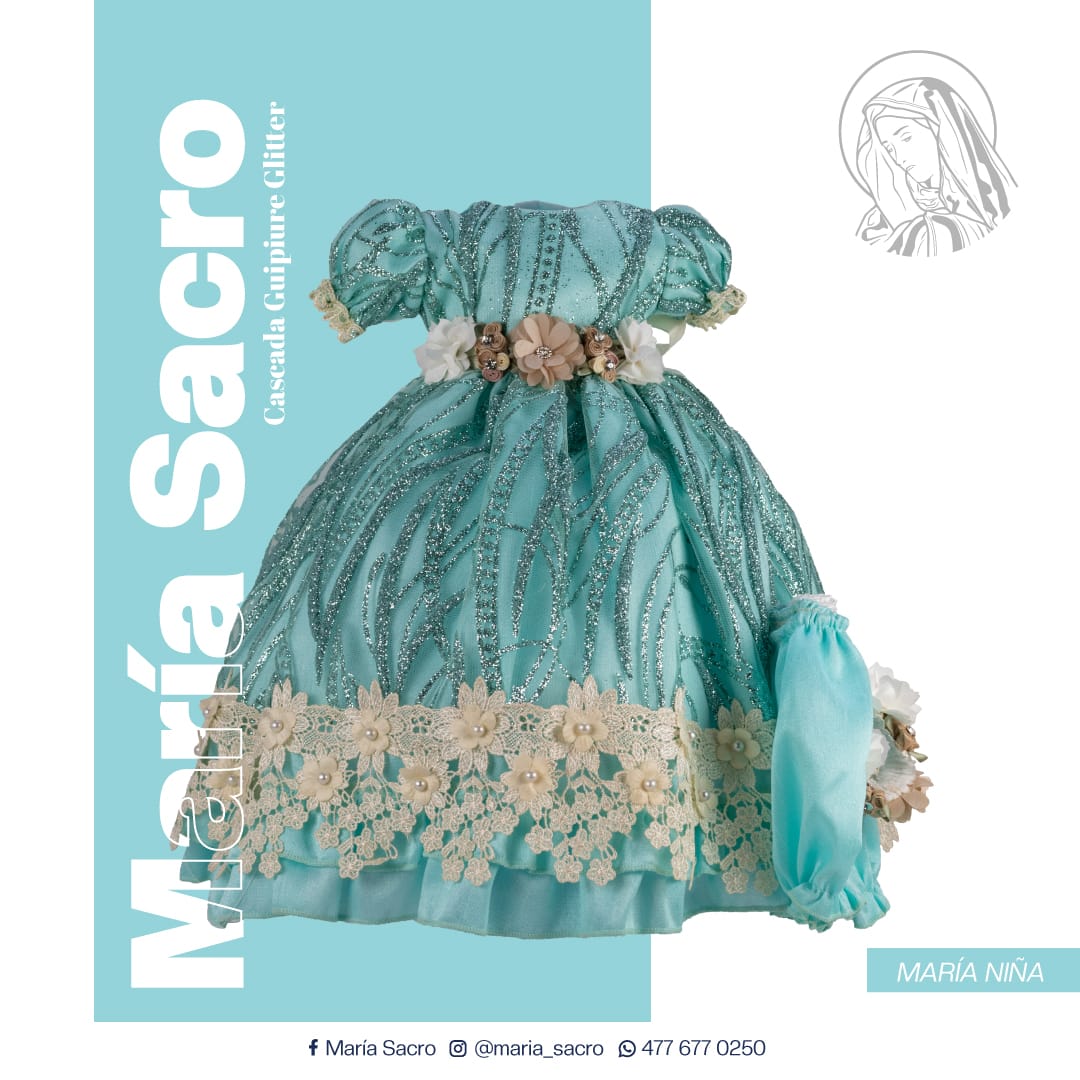 Vestido Divina Infantita con accesorios modelo  Cascada Guipiure Glitter