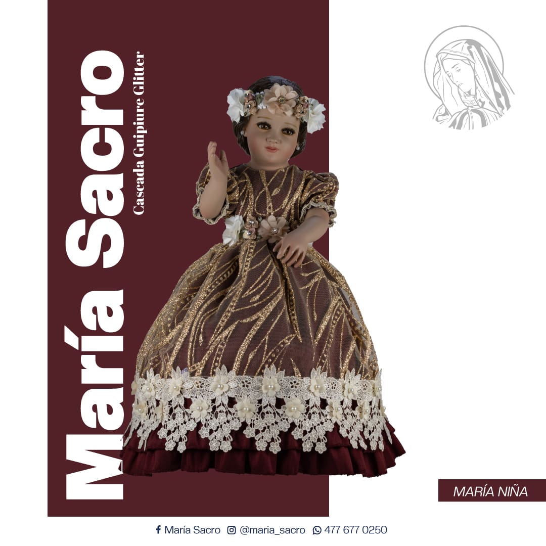 Vestido Divina Infantita con accesorios modelo  Cascada Guipiure Glitter