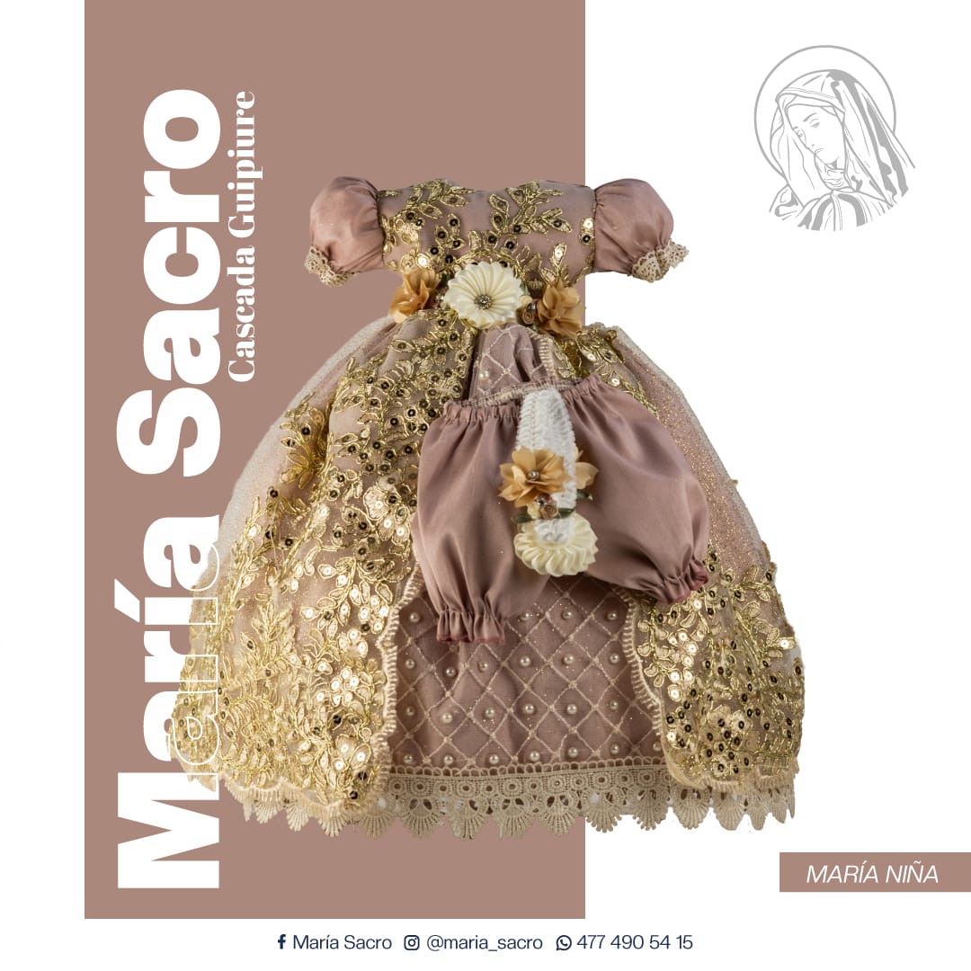 Vestido Divina Infantita con accesorios modelo  Cascada Guipiure