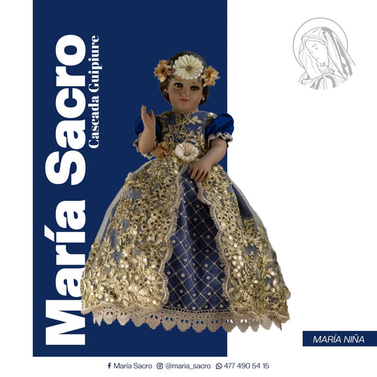 Vestido Divina Infantita con accesorios modelo  Cascada Guipiure