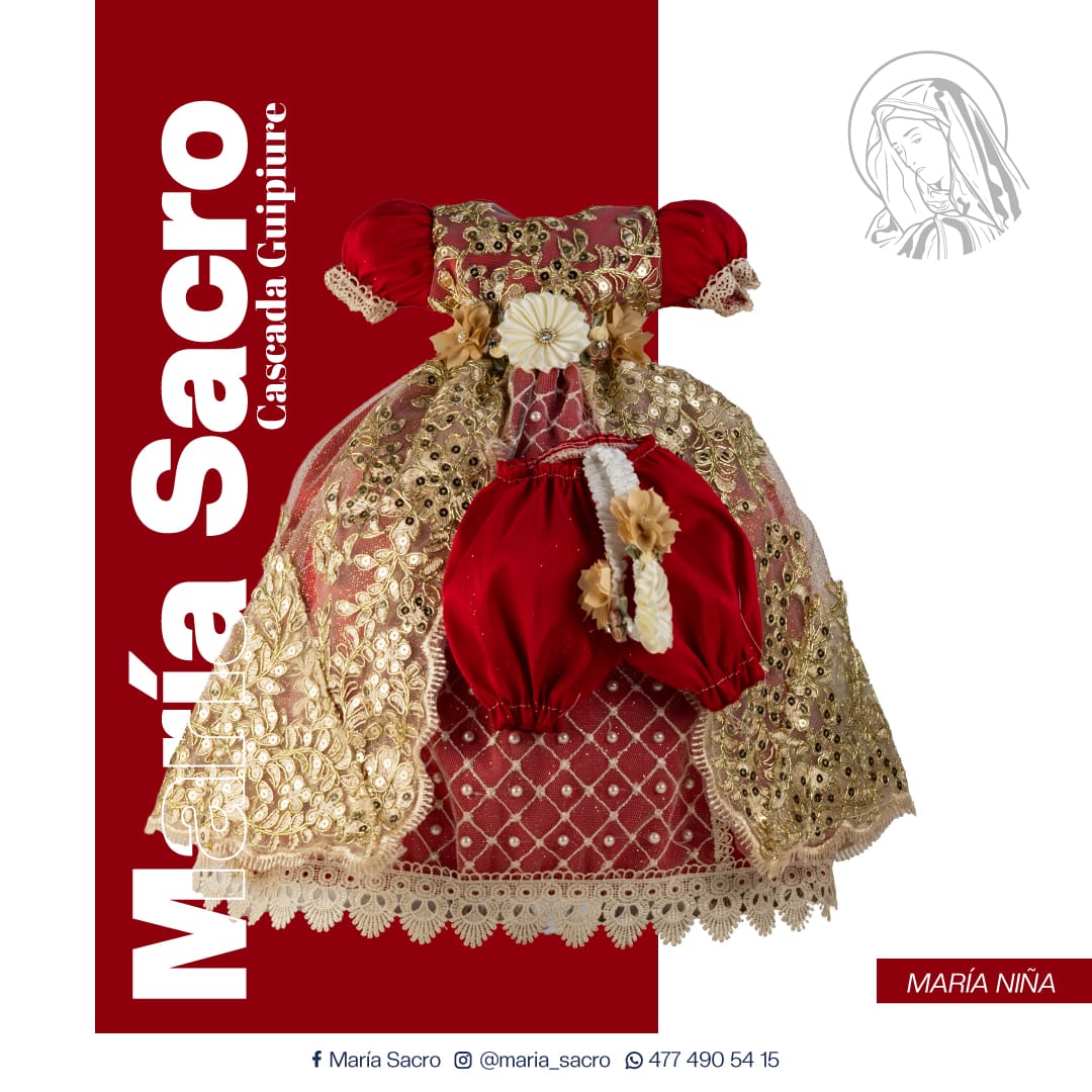 Vestido Divina Infantita con accesorios modelo  Cascada Guipiure
